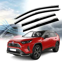 Дефлектори вікон вітровики Benke для Toyota Rav 4 2018- Антихром (Тенмний Молдинг Нержавіюча сталь 3D)