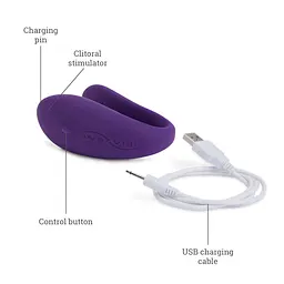 Недорогий вібратор для пар We-Vibe Unite Purple, однокнопковий пульт ДК - мініатюра 4