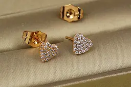 Сережки гвоздики Xuping Jewelry плоске серце з камінців 6 мм золотисті - мініатюра 2
