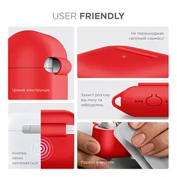 Силіконовий чохол для навушників Apple AirPods 4, Hang Case, червоний, ультратонкий захисний кейс товщиною 2 мм, захист від подряпин, пилу та ударів, компактний, з карабіном для кріплення, ArmorStandart (ARM81293) - мініатюра 5