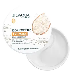 Патчі під очі від темних кіл і набряків Bioaqua Rice Raw Pulp, 60 шт