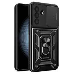 Чохол Primo Shockproof для Samsung Galaxy M56 5G (SM-M566) - протиударний, з підставкою і шторкою камери - Black - мініатюра 2