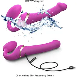 Безремінний вібрострапон з вакуумною стимуляцією Strap-On-Me MULTI ORGASM Fuchsia M - мініатюра 3