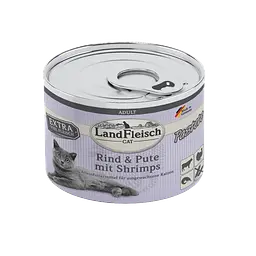 Консерви для котів LandFleisch Adult Cat Pastete Rind&Pute mit Strimps (яловичина, індичка, креветки) 195 г