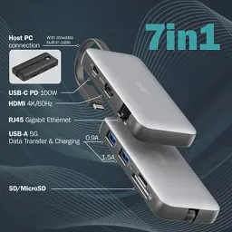 Порт-реплікатор Digitus USB-C > HDMI/2xUSB-A/USB-C/SD/MicroSD/RJ54, Travel (DA-70916) - мініатюра 6