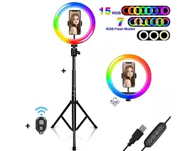 Лампа кільцева XPRO Live Light MJ38 RGB зі штативом (426_084) - мініатюра 2