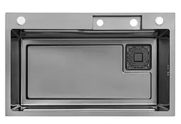 Кухонна мийка Kroner KRP Schwarze - SET7546HM PVD (3.0/0.7 мм) (CV032277) - мініатюра 2
