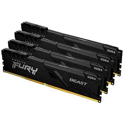 Модуль пам'яті Kingston Fury DDR4 64GB (4x16GB) 3200MHz Beast Black (KF432C16BB1K4/64)