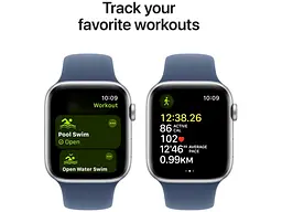 Смарт-годинник Apple Watch SE 2 GPS 44mm Silver Aluminium Case w. Denim Sport Band - S/M (MXEQ3) - мініатюра 6