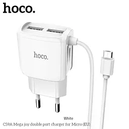 Адаптер HOCO Micro USB cable Mega Joy C59A |2USB, 2.1A|