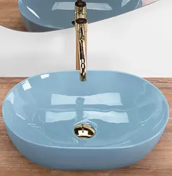 Умивальник Rea Lisa blue shiny накладний REA-U6620, Синий - мініатюра 2