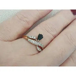 Золоте кільце з діамантами і сапфіром. RS6194K 18 - мініатюра 8