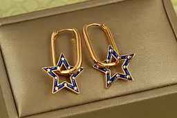 Сережки підвіски Xuping Jewelry Блакитні зірочки 2,7 см золотисті