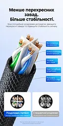 Мережевий патч-корд Vention 3 м Ethernet Cat6A UTP RJ45 штекер на RJ45 штекер до 10 Гбіт/с з нековзною текстурованою оболонкою чорний (ISCBI) - мініатюра 5