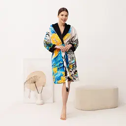 Халат жіночий з плюшевого велюру ексклюзивний Ukrainian soul 18343 L-XL