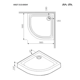 Душовий піддон Am.Pm Like Solo Slide 90x90 см білий W83UT-315-090W, Білий, білий - мініатюра 3