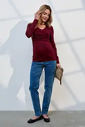 Джинси для вагітних Mom Fit для майбутніх мам зі спеціальним поясом XL (50) Leyton Юла Мама синій - мініатюра 5
