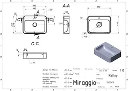 Умивальник Miraggio KELLEY (0000944) Miramarble, Глянцевий, Накладний/Підвісний, Білий - мініатюра 2