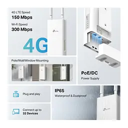 Зовнішній маршрутизатор TL-MR100 N300, 4G/LTE, 1xFE LAN/WAN TP-Link teh0017346 - мініатюра 6