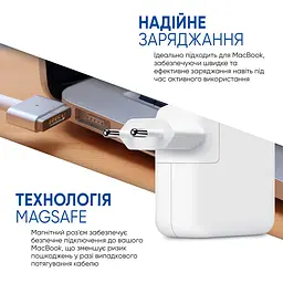Зарядное устройство для макбука 60W, MagSafe 2 (T-tip), белый блок питания, зарядка для ноутбука + магнитный кабель, быстрая зарядка, адаптер питания Apple MacBook (ARS43414) - мініатюра 2