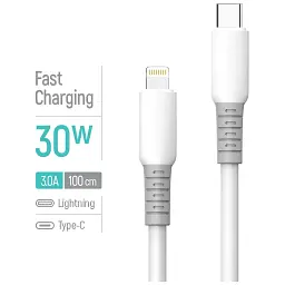 Дата кабель USB-C to Lightning 1.0m PD30W liquid silicone white ColorWay (CW-CBPDCL093-WT) - мініатюра 5