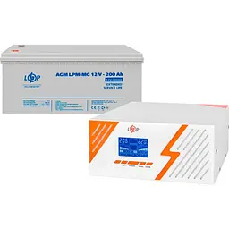 Джерело безперебійного живлення [ДБЖ] LogicPower LPM-PSW-1500VA 12V + АКБ LPM-MG 12V - 200 Ah [29717] [110193]