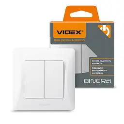 Вимикач двоклавішний Videx Binera білий (VF-BNSW2-W) - мініатюра 6