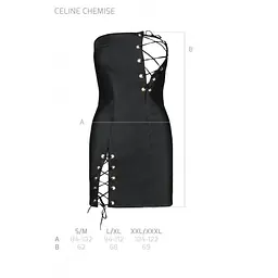 Міні-сукня з екошкіри CELINE CHEMISE black - Passion: шнурівка трусики в комплекті L/XL - мініатюра 7
