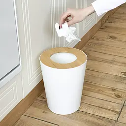 Відро для сміття МВМ My Home Scandinavia 22.8х28 см біле (BIN-20 9L WHITE/WOOD) - мініатюра 4
