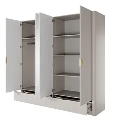 Шафа для одягу Perfect Home Ланте / Lante 4-дверна з дзеркалом і золотими ручками 4D2S/213 Беж (PFH-091124) - мініатюра 2