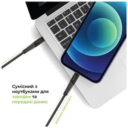 Дата кабель USB-C to Lightning 1.2m CBFLEXTL1 18W black Intaleo (1283126542459) - мініатюра 4