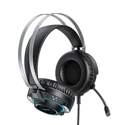 Навушники накладні Hoco ESD06 ігрові з LED підсвічуванням Jack 3.5, 2м, black - мініатюра 3