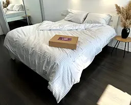 Постільна білизна LARA сатин-страйп LUX light gray d13177е160 з простирадлом на резинці 160х200х25 євро - мініатюра 4