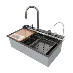 Кухонна мийка із вбудованим змішувачем Mixxus MH7546-SET-07 Decor Nano-Black MX9578, Графит