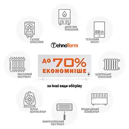 Обігрівач TehnoTerm STT-550 з терморегулятором до 15 м², електричний конвектор на 550 Вт білий - мініатюра 5