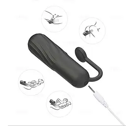 Віброкулька з хвостиком 10 режимів USB 8,4 см Чорний K0600-1 - мініатюра 2