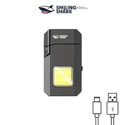 Перезаряджуваний ліхтарик-запальничка SMILING SHARK TIP-137 COB, надяскравий, з зарядкою Type-C, кишеньковий - мініатюра 6