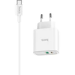 Мережевий зарядний пристрій Hoco 1USB C57A QC 3.0+ (Type-C) 3A White