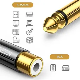 Перехідник 6.35 мм на RCA UGREEN HIFI Audio 6.35 mm Male to RCA Female Adapter. Black (80731) - мініатюра 5