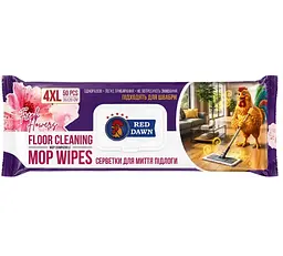 Вологі серветки для миття підлоги Red Dawn Fresh Flowers Mop Wipes 4XL (підходять для швабри), 50 шт.