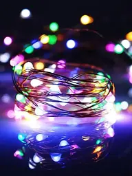 Світлодіодна новорічна LED гірлянда-нитка “Краплі роси” 100 LED, 10 м, на батарейках + USB (різнокольоровий) - мініатюра 5