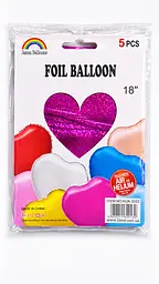 Фольгована кулька JS Balloon "Серце" 45 см (18") 5 шт наповнення повітрям або гелієм для тематичних вечірок Фіолетовий - мініатюра 2