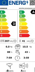 Gorenje Прально-сушильна машина фронтальна, 10.5(6)кг, 1400, A+, 60см, дисплей, пара, інвертор, Wi-Fi, білий - мініатюра 9