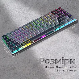 Клавіатура GamePro Red Swich Low Profile RGB Wireless Bluetooth USB Dark Gray бездротова (MK230R) - мініатюра 13