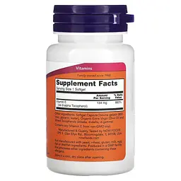 Вітамін E NOW Vitamin E-200 with Mixed Tocopherols, 100 капсул - мініатюра 2