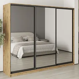 Шафа-купе тридверна MebelStar Уні BG 3 Дзеркала 250x60x210 см Дуб тахо (MBS-8109)