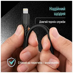 Дата кабель USB 2.0 AM to Lightning 2.0m 3A textured PVC black ColorWay (CW-CBUL095-BK) - мініатюра 11