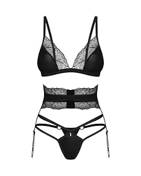 Комплект білизни Obsessive Lobellis XL/2XL чорний - мініатюра 4