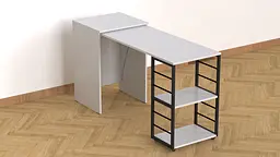 Стіл-тумба трансформер Смарт 2/1 Ferrum-decor 750x1450x500 Чорний метал ДСП Біле 16 мм (FRD-105095) - мініатюра 3