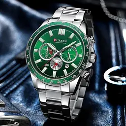 Водостійкий кварцовий годинник Curren Diablo silver - мініатюра 4